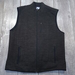 Johnnie-O West Coast Prep Fleece Vest Mens XXL Black Full Zip Mock Neck